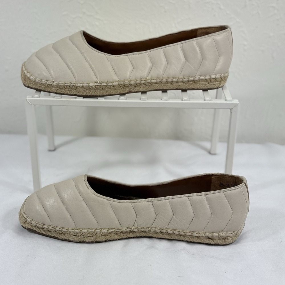 Franco Sarto Women's 9.5 Kiya Loafer Espadrille Cream Quilted Flat Shoe - Picture 4 of 9